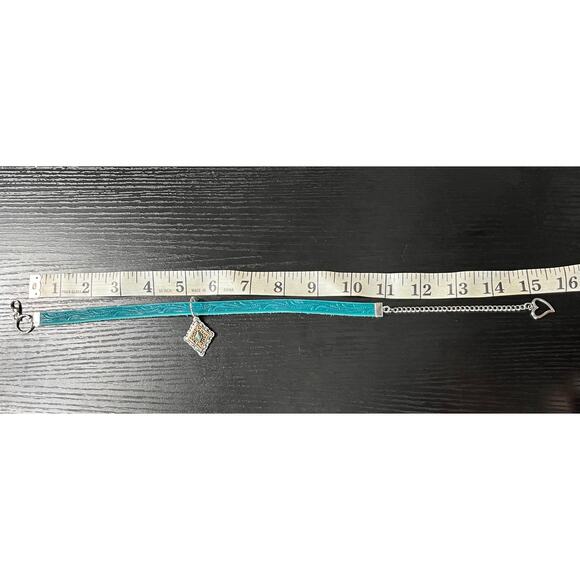 Handmade Turquoise Tooled Leather Choker Necklace with Concho Style Pendant - Picture 6 of 7